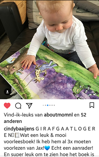 kleuter leest boek van giraf, instagram