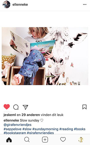 instagram jongen leest giraf schrijft!